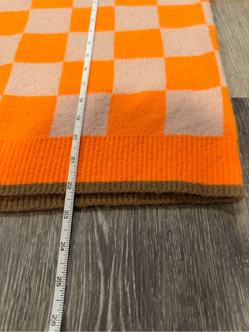 THML Orange and Beige Checkerboard Crewneck Sweater - Picture 5 of 5
